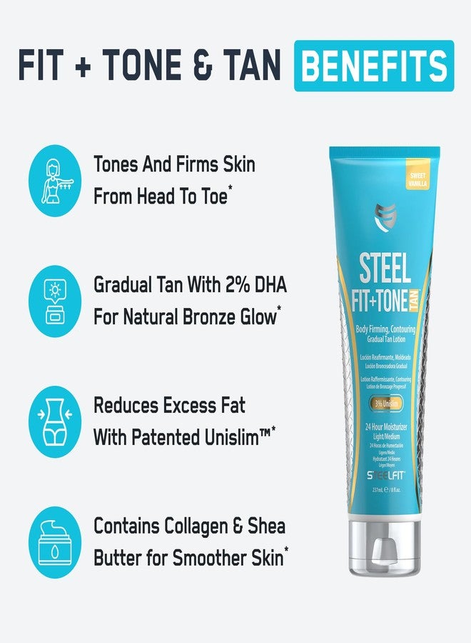 SteelFit Tone & Tan Firming Body Lotion for Men & Women - Gradual Bronzer & Moisturizing Tanning Lotion for a Natural Looking Tan - Toning & Tightening Cream with Collagen, Shea & Coconut Butter - Image 2